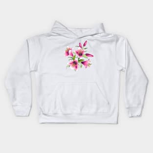 Beautiful bouquet of bright pink lilies Kids Hoodie